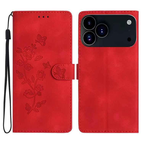 Flower Butterfly Embossing Pattern Leather Phone Case