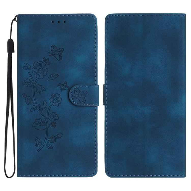 Flower Butterfly Embossing Pattern Leather Phone Case