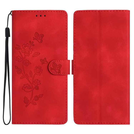 Flower Butterfly Embossing Pattern Leather Phone Case