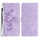 Flower Butterfly Embossing Pattern Leather Phone Case
