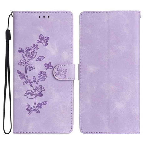 Flower Butterfly Embossing Pattern Leather Phone Case