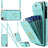 Rhombic Texture Card Bag Phone Case with Long Lanyard