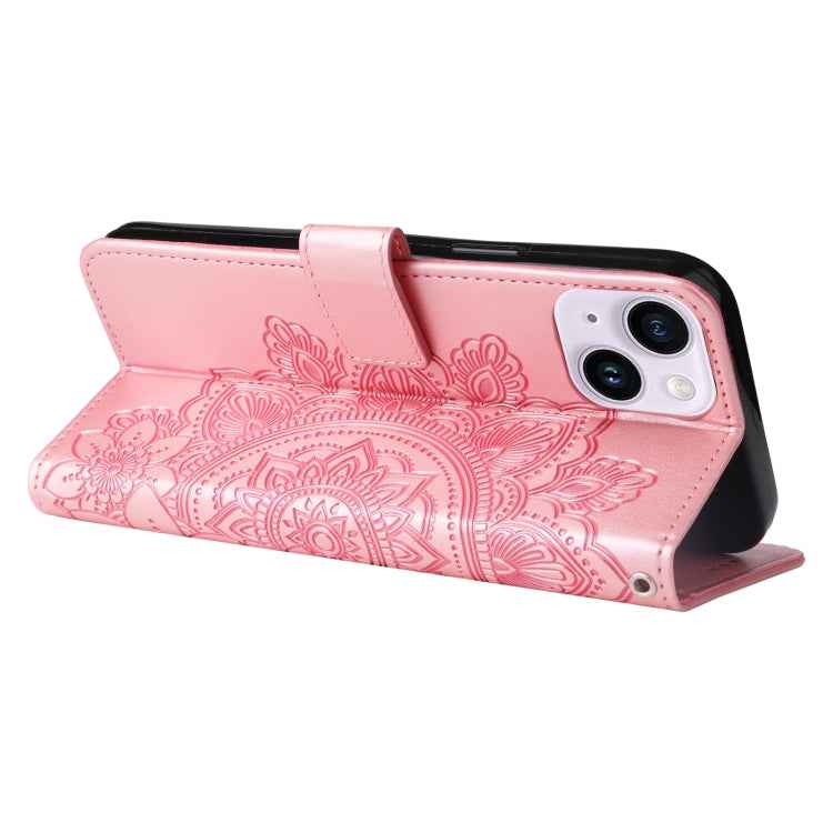 Seven-petal Flowers Embossing Leather Phone Case