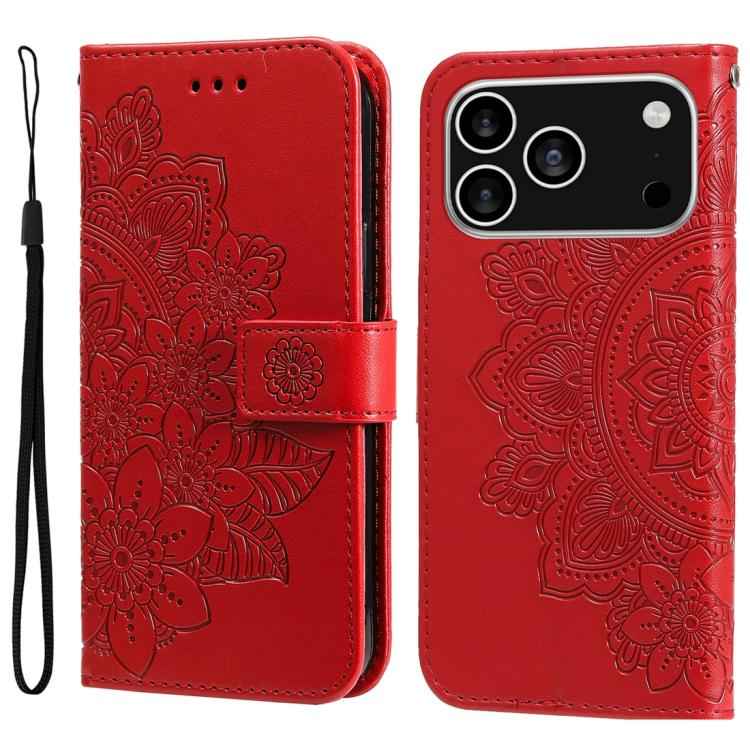 Seven-petal Flowers Embossing Leather Phone Case