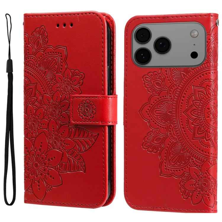 Seven-petal Flowers Embossing Leather Phone Case