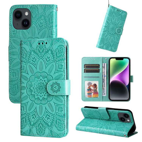 Embossed Sunflower Leather Phone Case