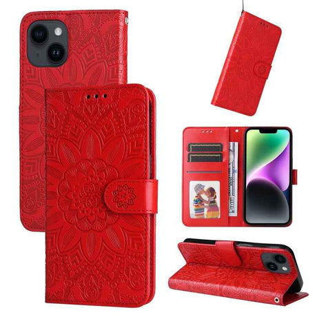 Embossed Sunflower Leather Phone Case