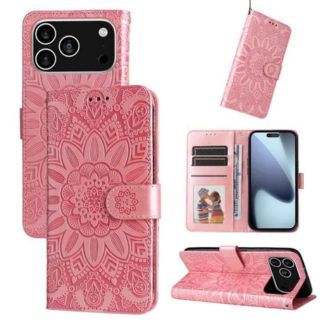 Embossed Sunflower Leather Phone Case