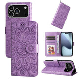 Embossed Sunflower Leather Phone Case