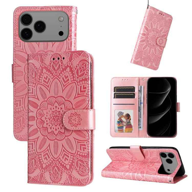 Embossed Sunflower Leather Phone Case