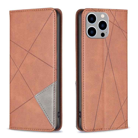 Rhombus Texture Magnetic Leather Phone Case
