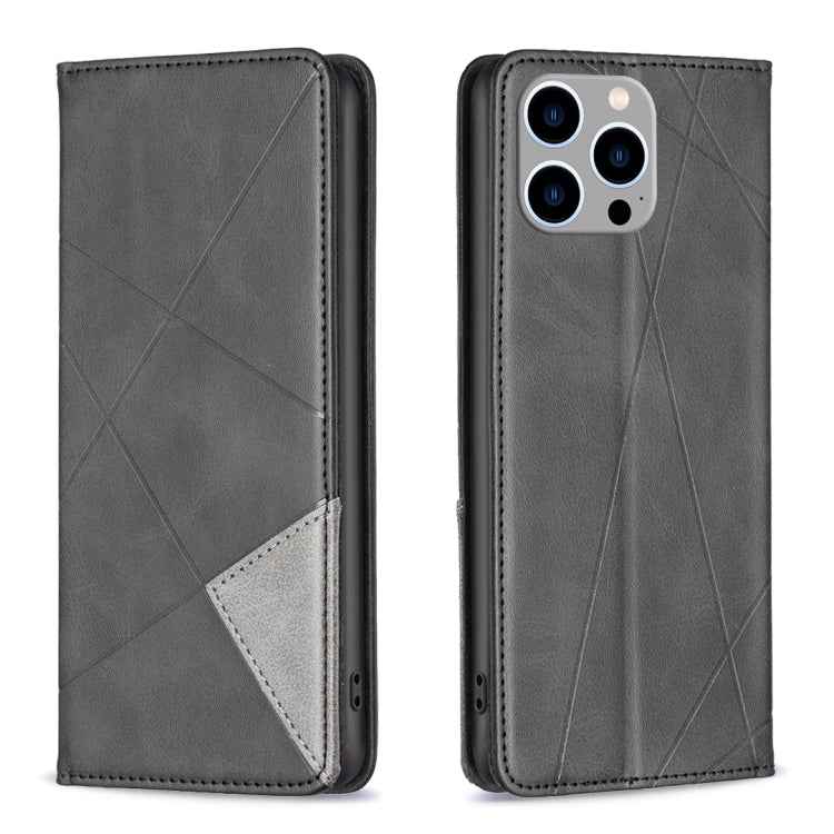 Rhombus Texture Magnetic Leather Phone Case