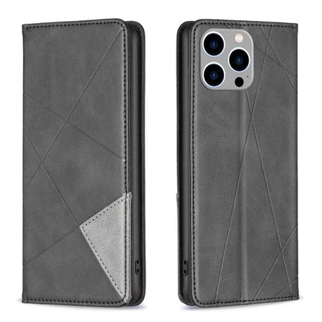 Rhombus Texture Magnetic Leather Phone Case