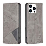 Rhombus Texture Magnetic Leather Phone Case
