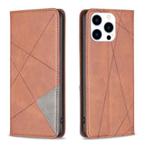 Rhombus Texture Magnetic Leather Phone Case