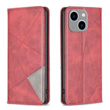 Rhombus Texture Magnetic Leather Phone Case
