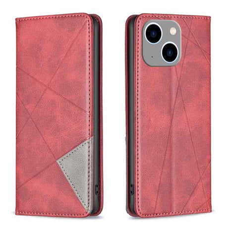 Rhombus Texture Magnetic Leather Phone Case
