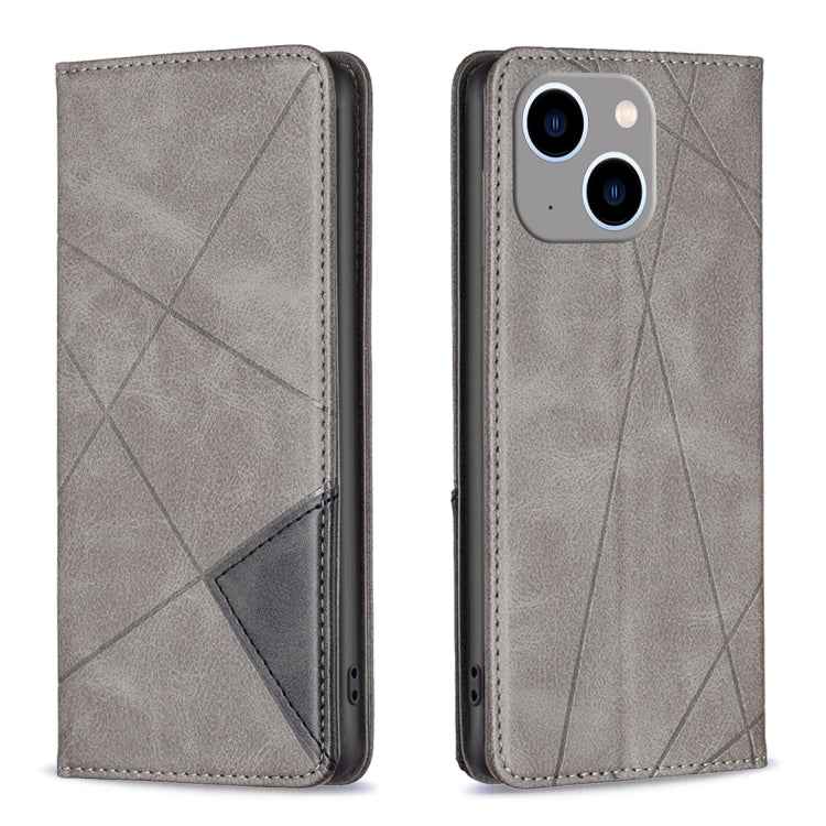 Rhombus Texture Magnetic Leather Phone Case
