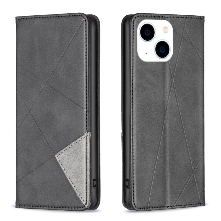 Rhombus Texture Magnetic Leather Phone Case