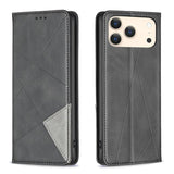 Rhombus Texture Magnetic Leather Phone Case