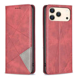 Rhombus Texture Magnetic Leather Phone Case