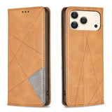 Rhombus Texture Magnetic Leather Phone Case