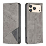 Rhombus Texture Magnetic Leather Phone Case