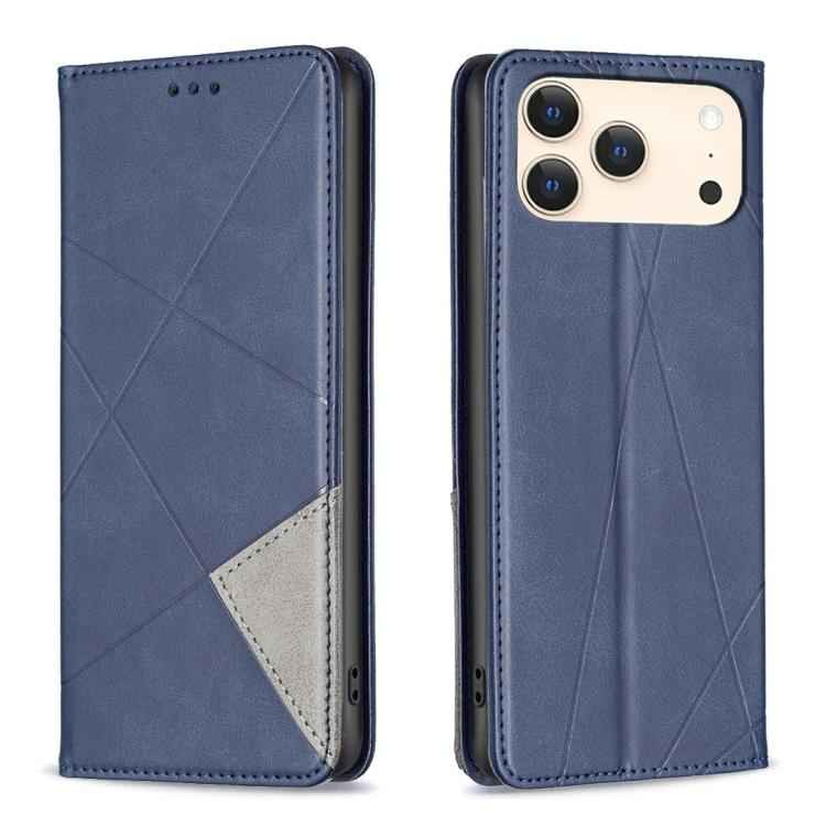 Rhombus Texture Magnetic Leather Phone Case