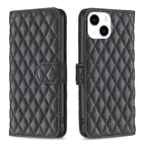 Diamond Lattice Wallet Flip Leather Phone Case
