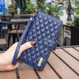 Diamond Lattice Zipper Wallet Leather Flip Phone Case