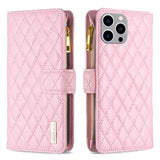 Diamond Lattice Zipper Wallet Leather Flip Phone Case