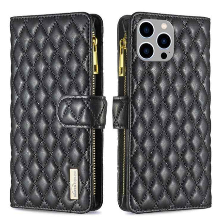 Diamond Lattice Zipper Wallet Leather Flip Phone Case