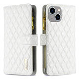 Diamond Lattice Zipper Wallet Leather Flip Phone Case