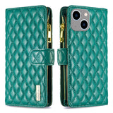 Diamond Lattice Zipper Wallet Leather Flip Phone Case