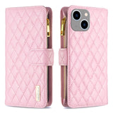 Diamond Lattice Zipper Wallet Leather Flip Phone Case