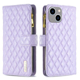 Diamond Lattice Zipper Wallet Leather Flip Phone Case