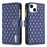 Diamond Lattice Zipper Wallet Leather Flip Phone Case