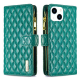 Diamond Lattice Zipper Wallet Leather Flip Phone Case