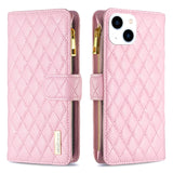 Diamond Lattice Zipper Wallet Leather Flip Phone Case