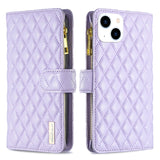 Diamond Lattice Zipper Wallet Leather Flip Phone Case