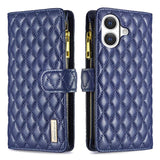 Diamond Lattice Zipper Wallet Leather Flip Phone Case
