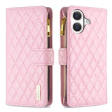 Diamond Lattice Zipper Wallet Leather Flip Phone Case