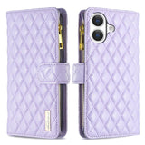 Diamond Lattice Zipper Wallet Leather Flip Phone Case