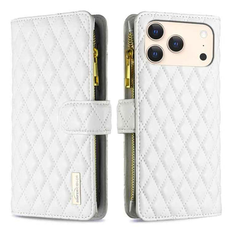 Diamond Lattice Zipper Wallet Leather Flip Phone Case