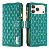 Diamond Lattice Zipper Wallet Leather Flip Phone Case