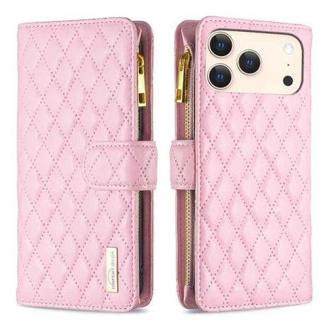 Diamond Lattice Zipper Wallet Leather Flip Phone Case
