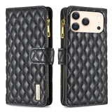 Diamond Lattice Zipper Wallet Leather Flip Phone Case