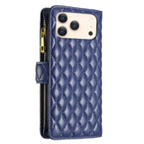 Diamond Lattice Zipper Wallet Leather Flip Phone Case