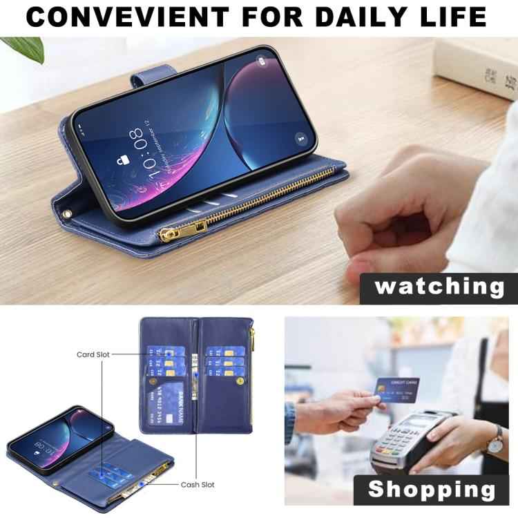 Diamond Lattice Zipper Wallet Leather Flip Phone Case