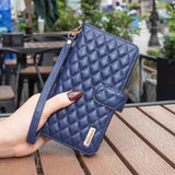 Diamond Lattice Zipper Wallet Leather Flip Phone Case
